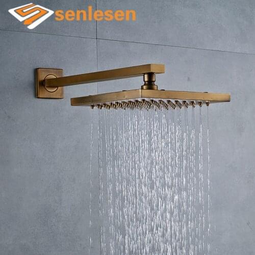 Wholesale And Retail Free Shipping Antique Brass Rain Shower Head Top Over-head Shower Sprayer Square/ Round