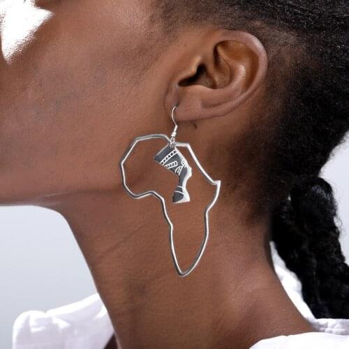 DUOYING Egyptian Queen Hollow Earrings Personality Hip Hop Portrait Design Stainless Steel Gold Earrings For Women Jewelry Gifts