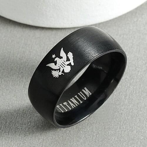 USA America Independence Day Ring Stainless Steel Eagle Ring Decorative Festival Jewelry for Men and Women