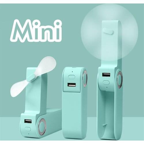 Cute Mini Handheld Foldable Cooler Fan USB Rechargeable 1800mah Kids Air Cooling Silent Small Fan with Mobile Power Function 50