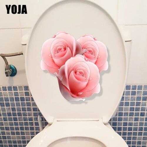 YOJA 18.6*22.4CM Delicate Three Blooming Flowers Modern Home Wall Decor WC Toilet Sticker T1-0749