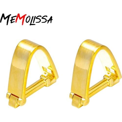 Memolissa Simple Gold Peak Shape Button High Quality Luxurious Cufflinks Wedding &Business French Fashion Cuff links for mens