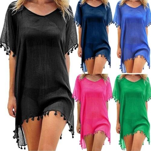 Women Beachwear Swimwear Tassel Bikini Cover Up Summer Kaftan Sarong Beach Dress
