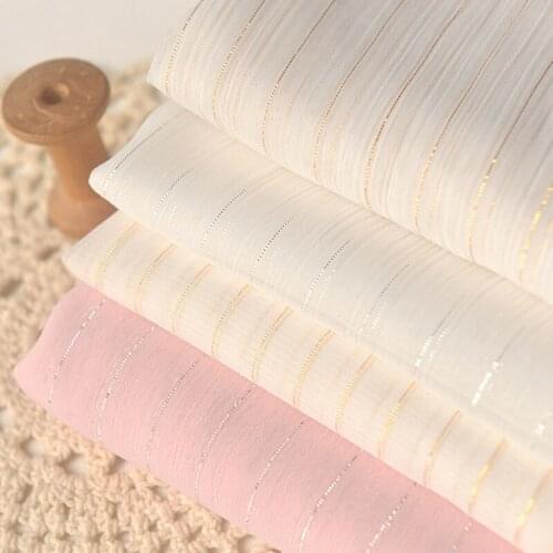 Gold And Silver Folds Rice White Chiffon Fabric Shirt Cos Top Skirt Han Clothing Baby Clothing Fabric Handmade Diy Fabric
