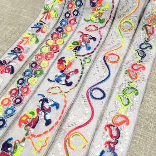 1 Yard Polyester Flower Lace Trim Ribbon Fabric Embroidered Applique Sewing Craft Crochet Wedding Dress Clothes Gift