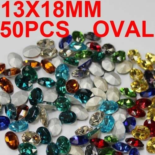 10 colors 50pcs 13x18mm crystal stones oval shape stones ellipse shape beads silver foiled perfect for nails phone case diy