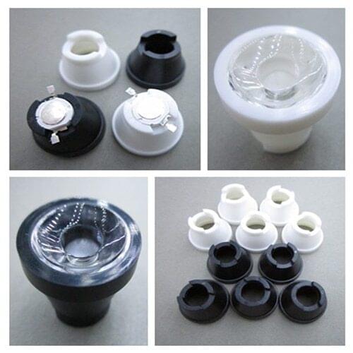 100pcs/lot 15mm LED Lens concave lenses 25 degrees with holder set sell, optical lens 1W 3W power lens Reflector Collimator
