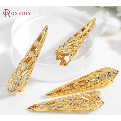 35665)10PCS 9x35.5MM Hole 2MM 24K Gold Color Brass Long Beads Caps Tassel Caps High Quality Diy Jewelry Findings Accessories