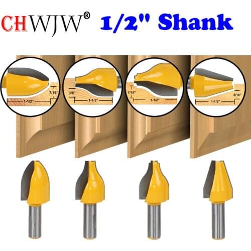 4PC 1/2" Shank Vertical Raised Panel Router Bit Set door knife Woodworking cutter Tenon Cutter for Woodworking Tools
