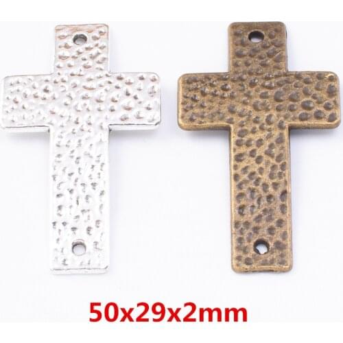 8 pieces of retro metal zinc alloy Cross Double Hanging Connector pendant for DIY handmade jewelry necklace making 7742