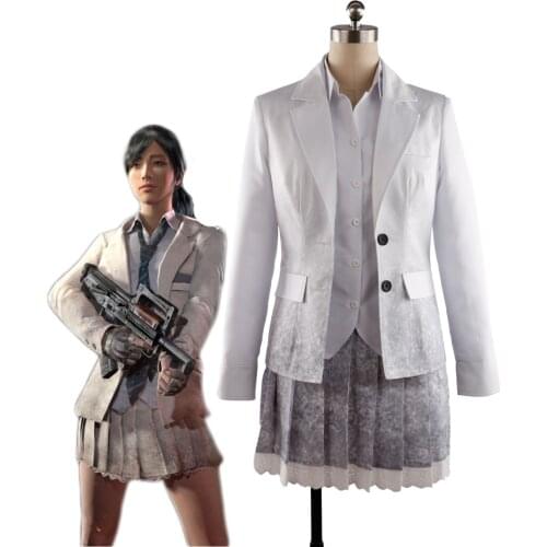 PUBG Skirt Cosplay Costume Playerunknowns Battlegrounds White School Uniform Skirt Cosplay Costume Custom Made