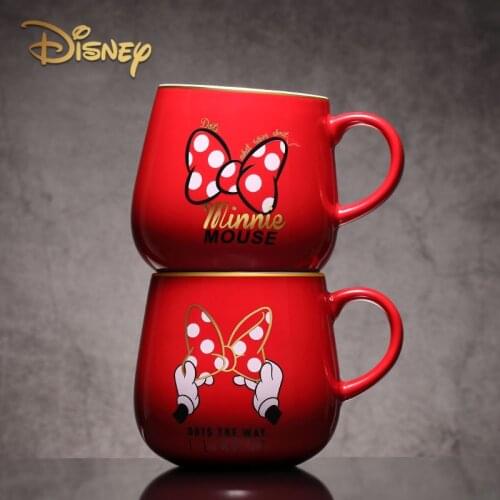 Disney 380ML Q Version Of Mickey Mouse Mug Cartoon Minnie Milk Coffee Cups Friends Gifts Student Breakfast Ceramic Cups