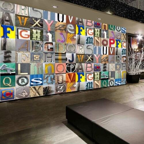 Photo Wallpapers High Quality 3D Stereoscopic Wood Alphabet Wall Paper Cafe Bar Wallpaper Mural Painting For Living Room Decors