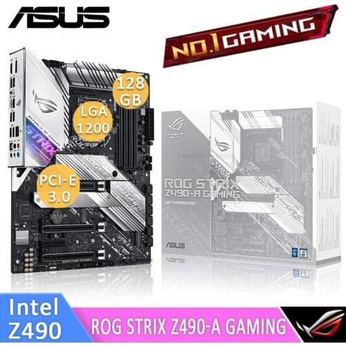 LGA 1200 Asus ROG STRIX Z490-A GAMING Motherboard DDR4 128GB PCI-E 3.0 Dota CF Support Intel 10th-Gen Core Cpu Z490 Placa-Mãe