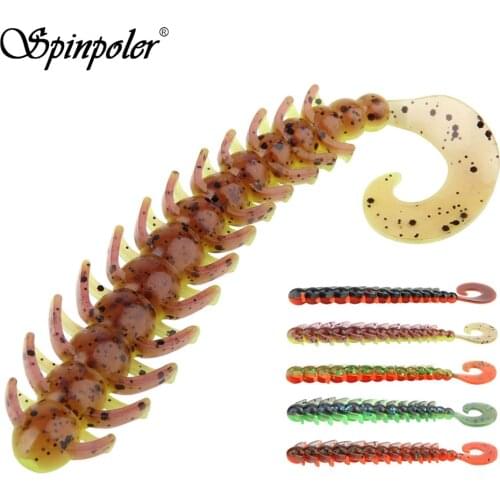 Spinpoler 4.5'' 0.2oz Artificial Lures Unique Annelid Worm with Vibrating Fins for Microjig Fishing of Perch and Trout
