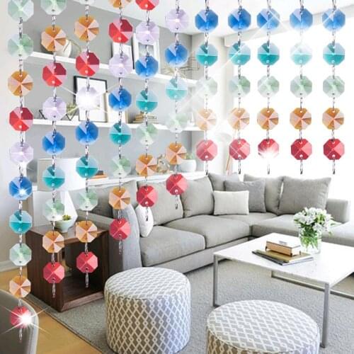 Camal 1m/5m/10m K9 Crystal 14mm Octagonal Beads String Strands Garland Chandelier Lamp Curtain Birthday Wedding Party Decoration