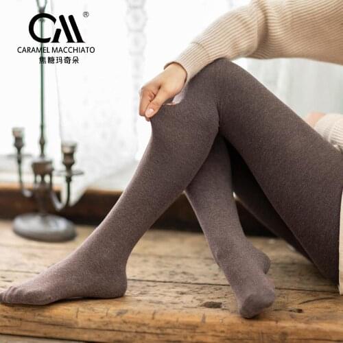 Caramella 2019 Fall Winter Warm Women Stocking High Elastic Waist Cashmere Thick Stocking Tights Female Slim Like Striped Tights