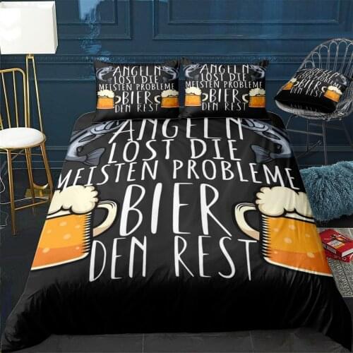 Angler Bier Quilt Cover Pillowcase 3Piece Comforter Bedding Set With Pillow Case Single Double Duvet Cover Home Decora