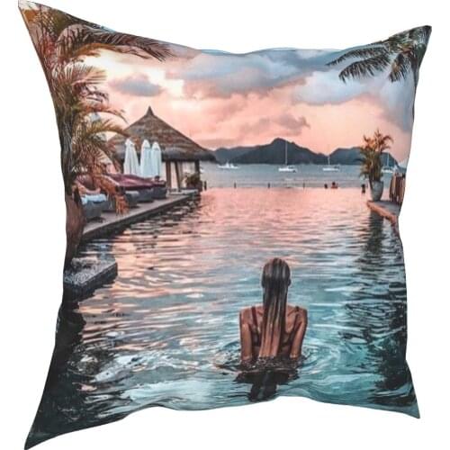 Long hair beauty decorative cushion cover simple style 3D printing pillow cushion cover 45cm linen pillow cover culture