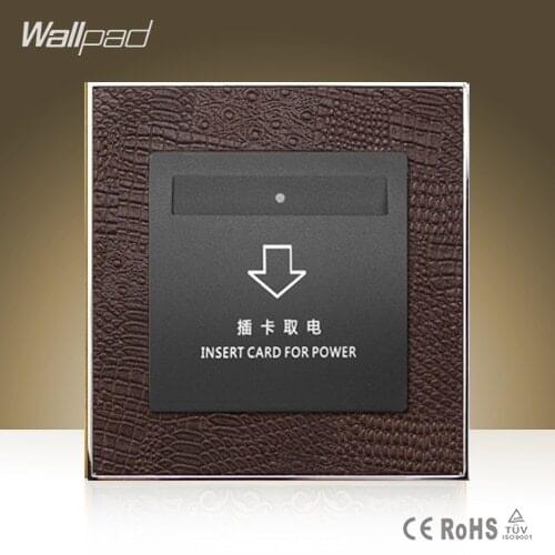 Hot Sale Wallpad Hotel Inserd Card Socket Goats Brown Leather Modular 40A Low Frequency Sensor Card Switch Free Shipping
