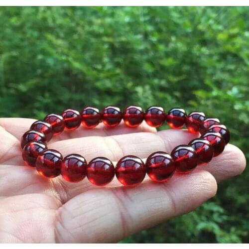 Natural Free Shipping Genuine Natural Wine Red Garnet Crystal Round Beads Bracelet7- 9mm AAA