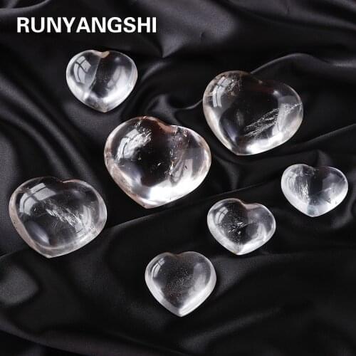 Natural Clear quartz Crystal Heart Stone crafts White cystal Love Energy gem for Home decoration ornaments