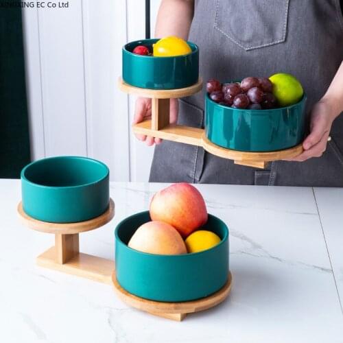 Nordic Creative Ceramic Fruit Plate Double Round Dessert Fruit Plate Home Living Room Light Luxury Dessert Bowl Candy Plate