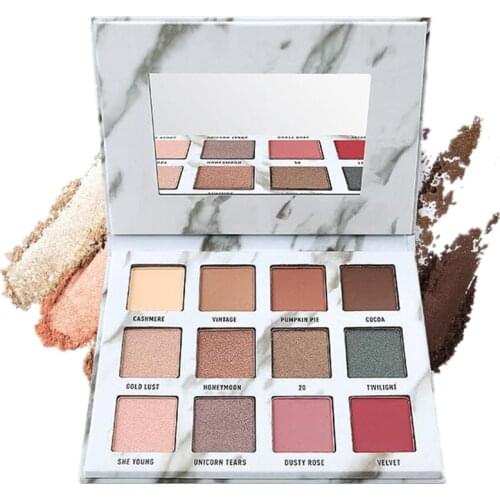 New Marble eyeshadow plate 12colors Makeup eye shadow in one palette include matte and pearl Natural shimmer glitter shadow