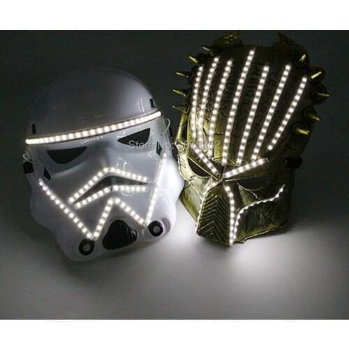 Updated LED Flashing Mask Movie Cosplay Mask Halloween Party Costume Mask 6 Lighting Colors Select for Glowing Party Unisex