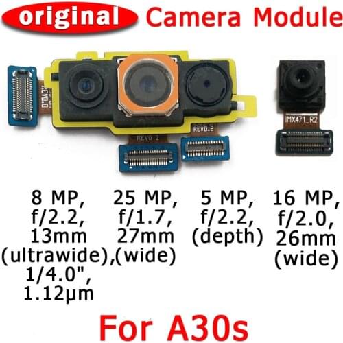 Original Front and Rear Back Camera For Samsung Galaxy A30s A307 Main Facing Camera Module Flex Cable Replacement Spare Parts