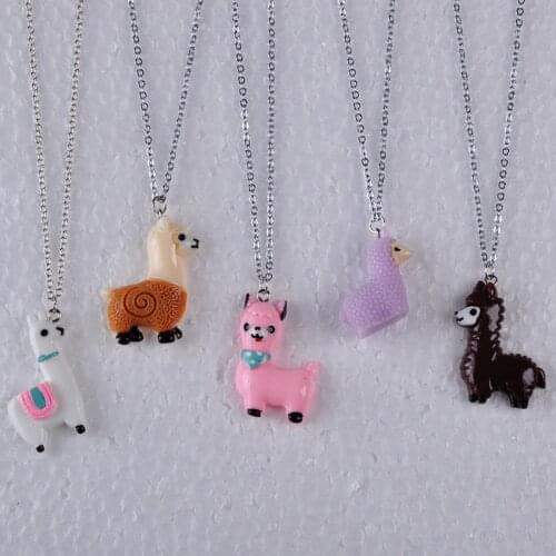 Resin Animal cute Lama Alpaca pendant necklace women girl link chain necklace jewelry gift fashion jewellery boutique bijoux