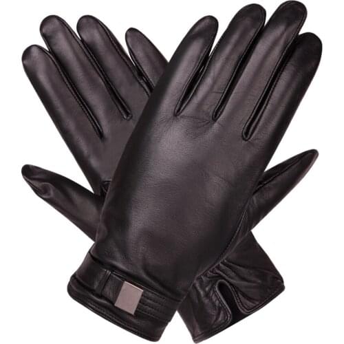 Touchscreen Keep Warm Leather Gloves Male Winter Plus Velvet Windproof Driving Non-Slip Genuine Leather Man Gloves M18003NC