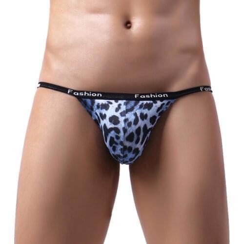 Sexy Men G-String Underwear Lingerie Erotic Plus Size Leopard Bulge Pouch Jockstrap Thongs Low Waist Waistband T-Back Underpants