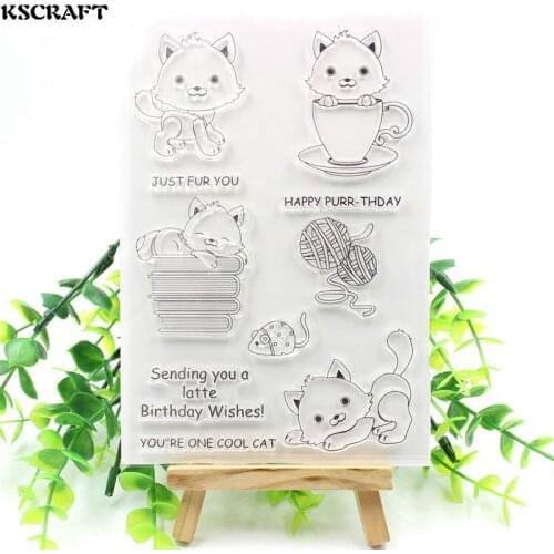 KSCRAFT Cute Cats Transparent Clear Silicone Stamps for DIY Scrapbooking/Card Making/Kids Fun Decoration Supplies 171