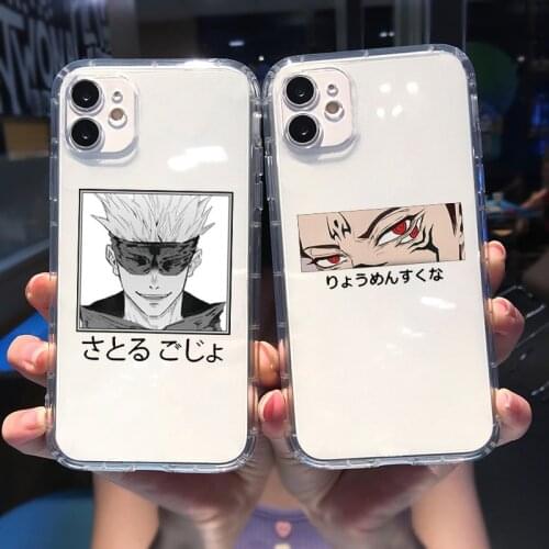 Jujutsu Kaisen Satoru Gojo Anime Clear Phone Case For iPhone 12 11 Pro MAX XR XS SE20 X 7 8 6Plus Shockproof Soft TPU Cover Capa