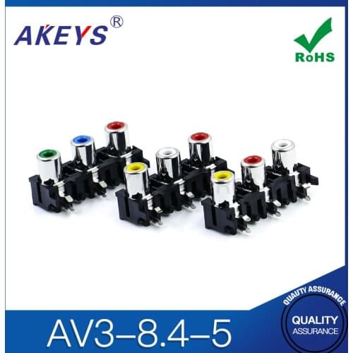 5 pcs AV3-8.4-5 AV with core socket 14 spacing with positioning foot RCA seat three hole PCB welded Lotus seat