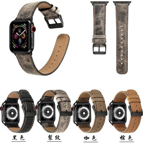 Leather Strap for Apple watch band 44mm 40mm 38mm 42 mm Retro Men Leather watchband bracelet iWatch series 5 4 3 SE 6band