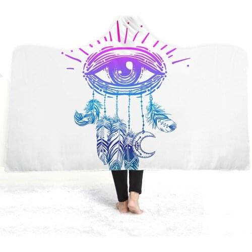 Romantic Windbell Print Wearing Cape Integrated Bedroom Sofa Warm Double Heating Hooded Cape Nap Cashmere Hooded Blanket