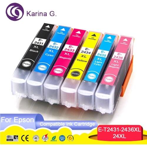 Compatible Ink Cartridge for T2431 24XL T2431-T2436 For Epson EXPRESSION PHOTO XP-55 XP-750 XP-760 XP-850 XP-860 XP-950 XP-960