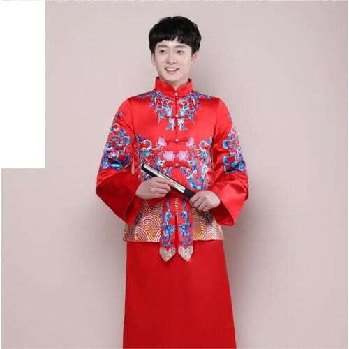 Chinese style Men Traditional clothing Embroidery Tang wedding dress men