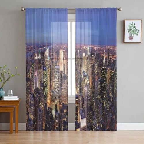 New York Hamanton City Window Treatment Tulle Modern Sheer Curtains for Kitchen Living Room the Bedroom Curtains Decoration