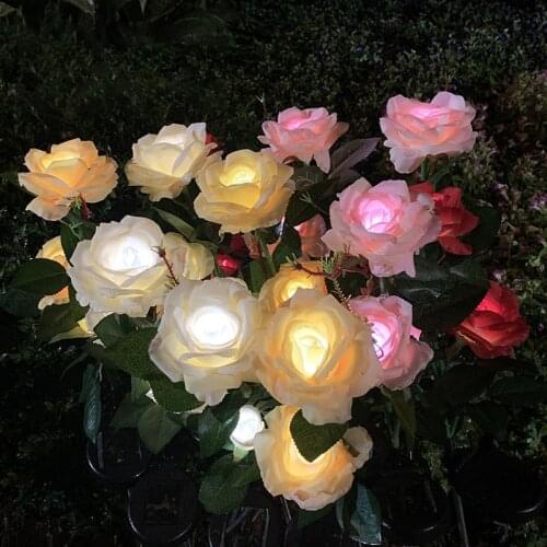 New Rose Flower LED Solar Powered Light Outdoor Waterproof Garden Decoration Landscape Lawn Lamp For Patio Yard Pathway
