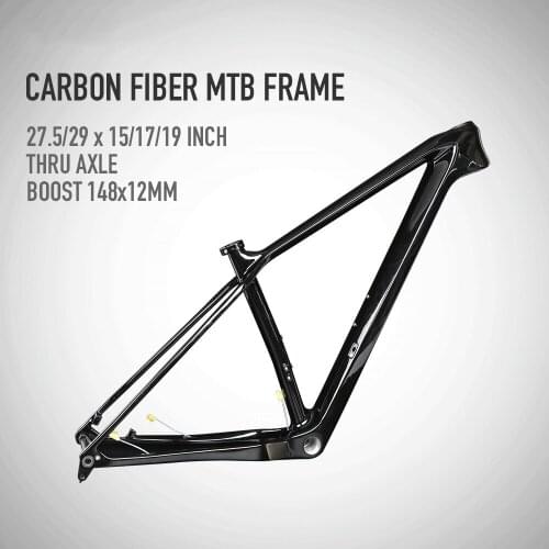 Carbon Fiber MTB Mountain Bike Frame 27.5/29 x 15/17/19 Inch Thru Axle BOOST 148mm x 12mm Ultralight Inner Wiring