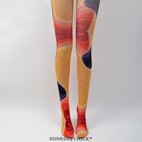 Spring Yellow Color Personality Bottoming Printed Pantyhose