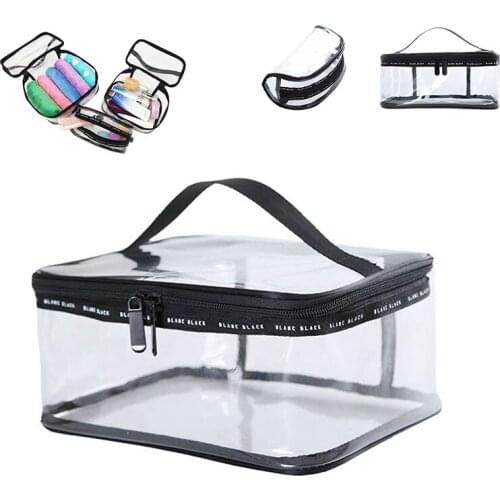 Waterproof PVC Transparent Womens Travel Cosmetic Bag Fashion Portable Trunk Zipper Storage Makeup Cosmetics Storage