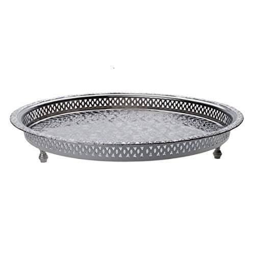 Oriental oriente marroquí bandeja de té bandeja de servir color plata Nadia 37cm