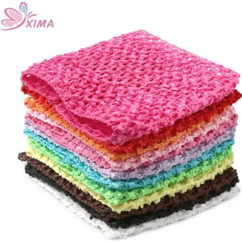 XIMA 12pcs/lot (5inch x 6inch) Girls Crochet Tutu Tube Tops Chest Wrap Wide Crochet Headband DIY Accessories (0-8month Girls)