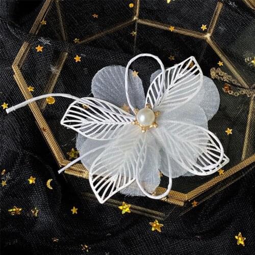 1 Pc Mesh Pearl Flowers Hairpins Elegant Bridal Hair Fairy Fashion Bridesmaid Hair Wedding Accessories For Women Headwear C Q1X5