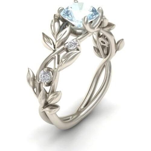 Blue Cubic Zirconia Stone Rings 2021 Newest Fine Silver Color Wedding Rings for Womens Finger Jewelry Princess Birthday Gifts