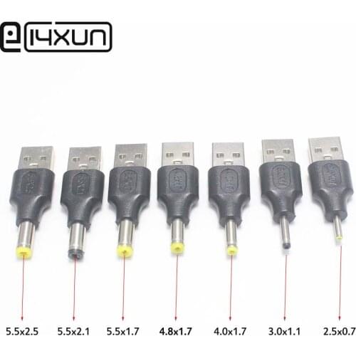 1pc USB Power Plug Converter To 5.5*2.5 4.0*1.7 5.5*1.7 2.5*0.7 3.0*1.1 mm DC Jack Adapter Connector for Router Mini Fan Speaker
